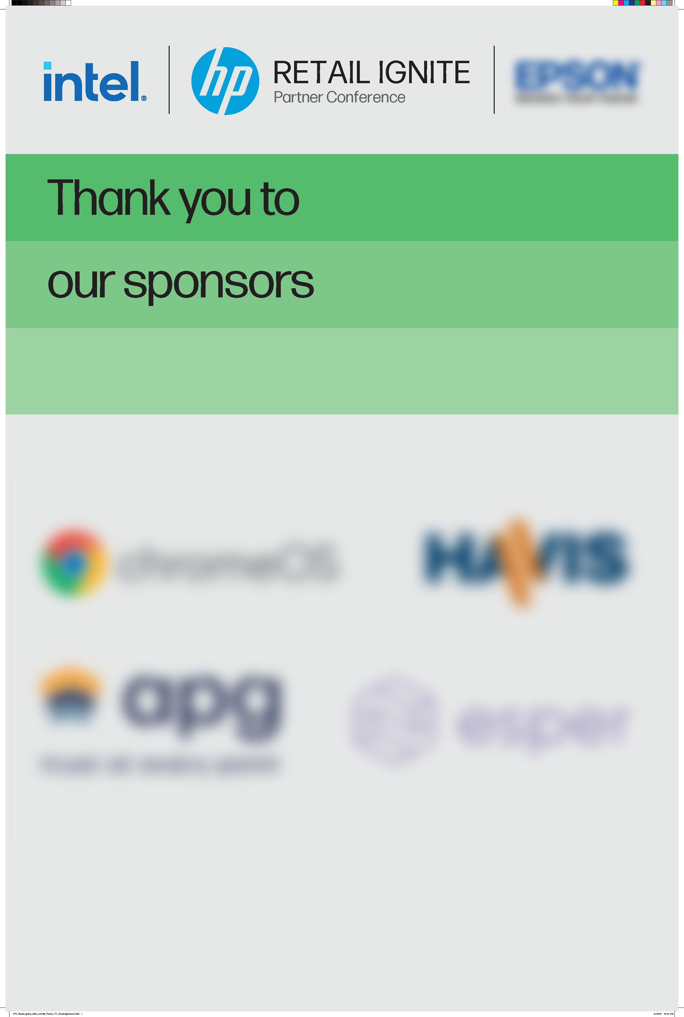HP Retail Ignite and Intel Poster Prints. Title: Thank you to our sponsors.