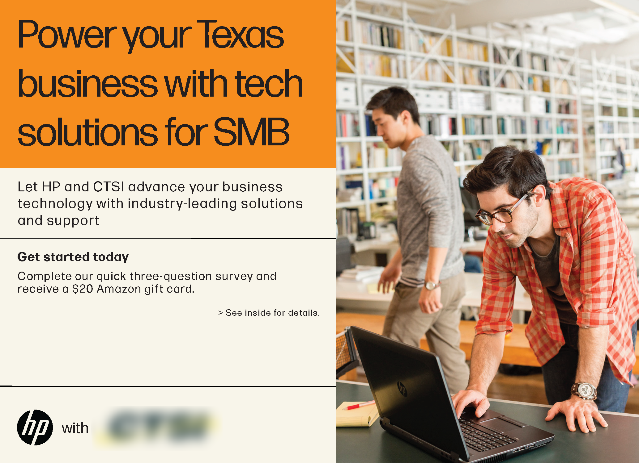 HP video mailer - page 1. Title: Power your Texas business with tech solutions for SMB.