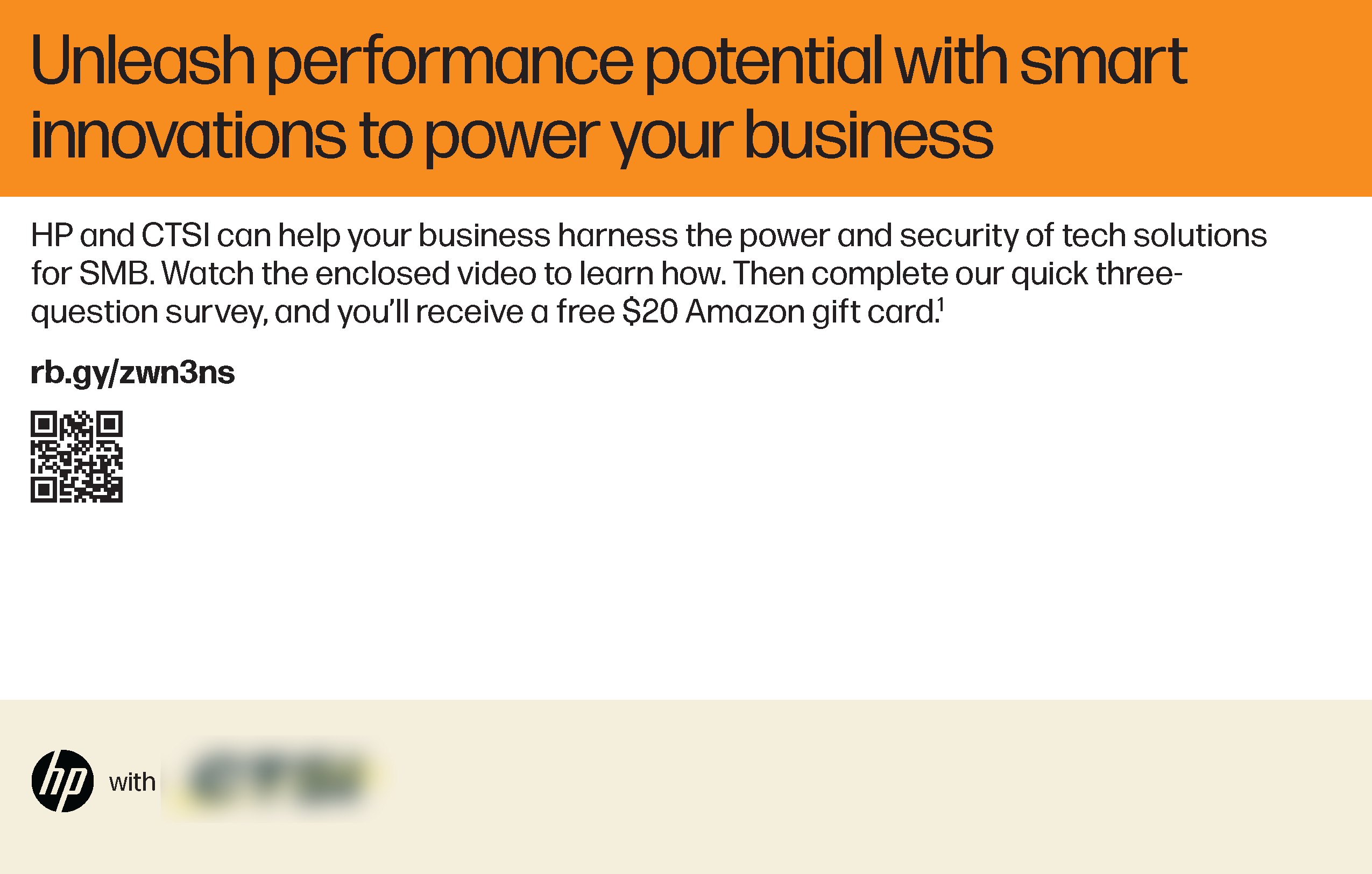 HP  mailer box - page 2. Title: Unleash performance potential with smart innovations to power your business.